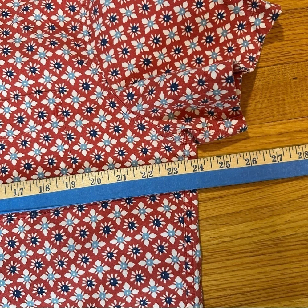 J.CREW Men's Organic Cotton Red Sky-Blue Floral Short-Sleeve Shirt XL (K11)